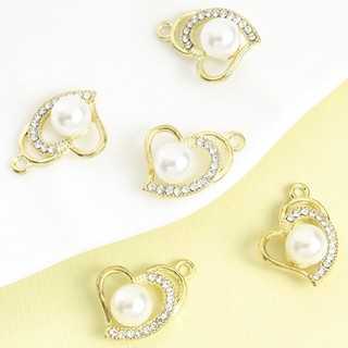 10 chiếc Kim cương giả sang trọng nhẹ nhàng & Ngọc trai dát bất đối xứng Bùa hình trái tim Vòng cổ đơn giản và đa năng Bông tai Mặt dây chuyền trái tim - Quà tặng ngày lễ tình nhân cho bạn gái