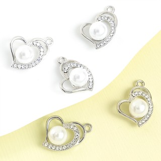 10 chiếc Kim cương giả sang trọng nhẹ nhàng & Ngọc trai dát bất đối xứng Bùa hình trái tim Vòng cổ đơn giản và đa năng Bông tai Mặt dây chuyền trái tim - Quà tặng ngày lễ tình nhân cho bạn gái