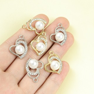 10 chiếc Kim cương giả sang trọng nhẹ nhàng & Ngọc trai dát bất đối xứng Bùa hình trái tim Vòng cổ đơn giản và đa năng Bông tai Mặt dây chuyền trái tim - Quà tặng ngày lễ tình nhân cho bạn gái