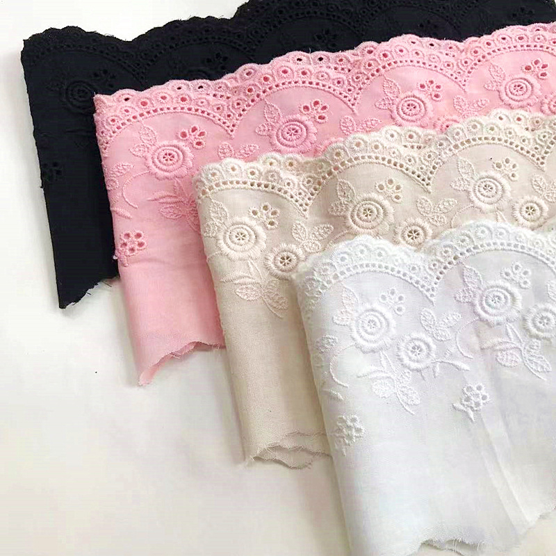 1 mét ren mới 11CM vải cotton hoa rỗng vải thêu quần áo trẻ em ren DIY ...