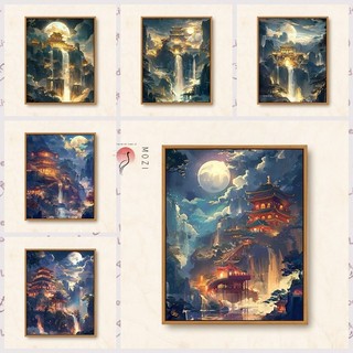 MOZI✨30 * 40cm / 40 * 50cm cung điện tranh tô màu theo số tranh số hóa tranh sơn dầu số hoá sơn acrylic  Cung Điện Tự Làm Kỹ Thuật Số Tranh Sơn Dầu Phong Cảnh Tranh Vẽ Tay Làm Đầy Tranh Acrylic Tranh Vẽ Tay Sơn Màu Tranh Sơn Dầu