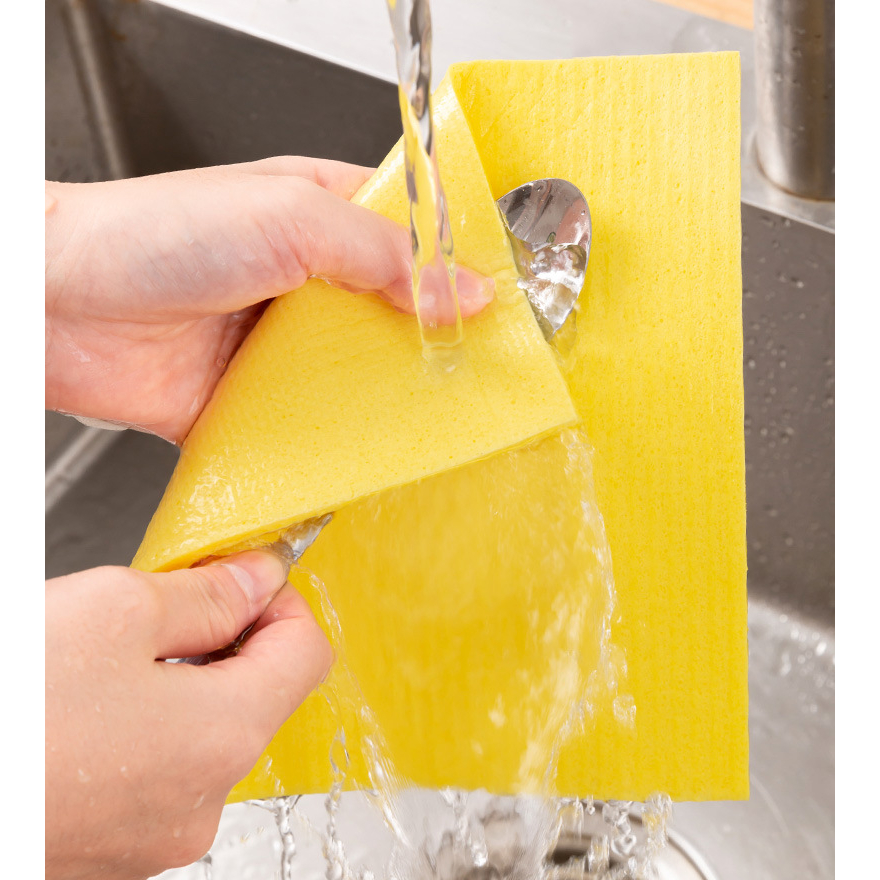 Khăn lau bát đĩa xốp Cellulose Vải làm sạch không dầu Đồ dùng gia dụng cho món ăn dụng cụ nấu ăn (Màu ngẫu nhiên)