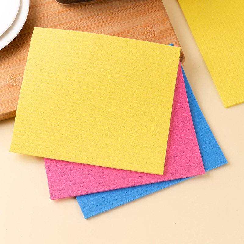 Khăn lau bát đĩa xốp Cellulose Vải làm sạch không dầu Đồ dùng gia dụng cho món ăn dụng cụ nấu ăn (Màu ngẫu nhiên)
