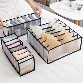 Hộp Vải Lưới Đựng Đồ Lót, Tất Vớ Nhiều Ngăn Khay Xếp Chia Ô Đựng Đồ Để Tủ Quần Áo【Chiosala12】