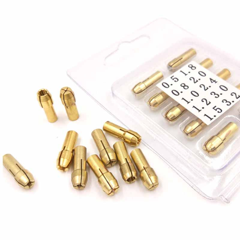 Máy khoan Mini bằng đồng thau Collet Chuck cho công cụ quay Dremel 0,5-3,2mm Đồng thau và đai ốc cho bộ phụ kiện Dremel