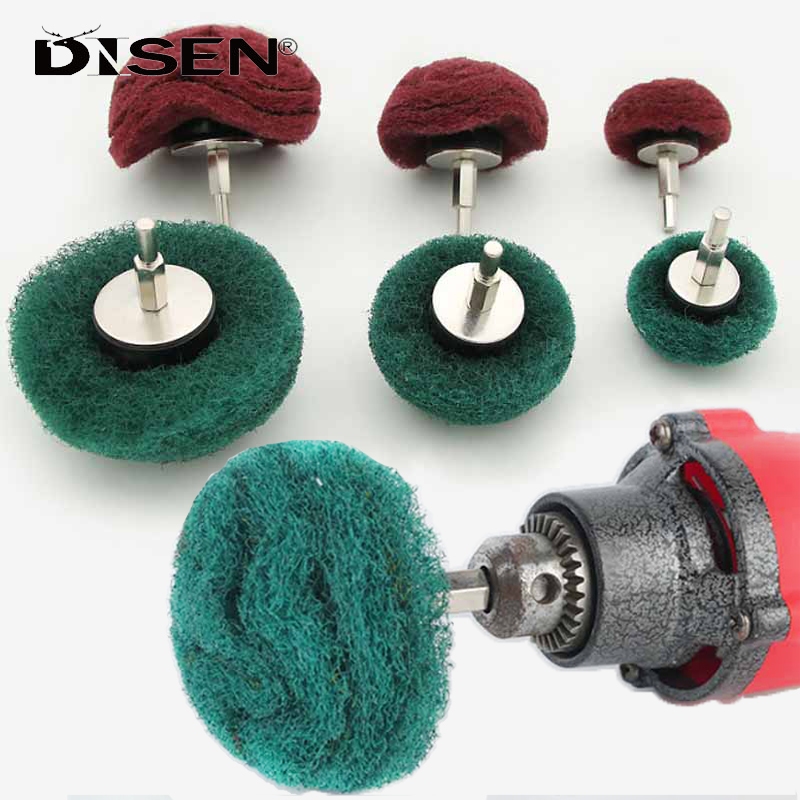 Bánh xe chà nhám nắp 6mm 50mm / 70mm / 90mm Sợi Nylon mài mòn đánh bóng Bánh xe đánh bóng màu đỏ xanh lá cây