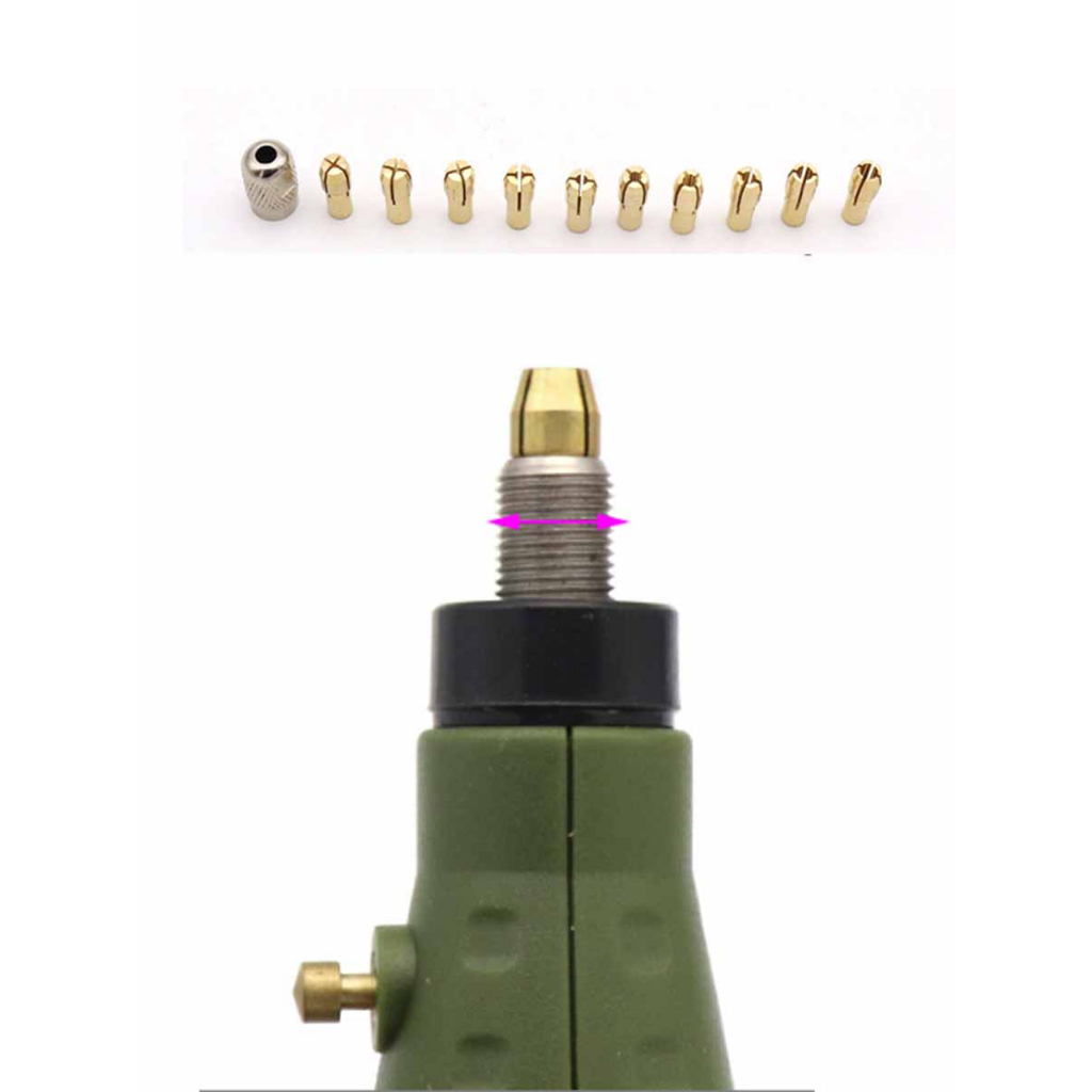 Máy khoan Mini bằng đồng thau Collet Chuck cho công cụ quay Dremel 0,5-3,2mm Đồng thau và đai ốc cho bộ phụ kiện Dremel