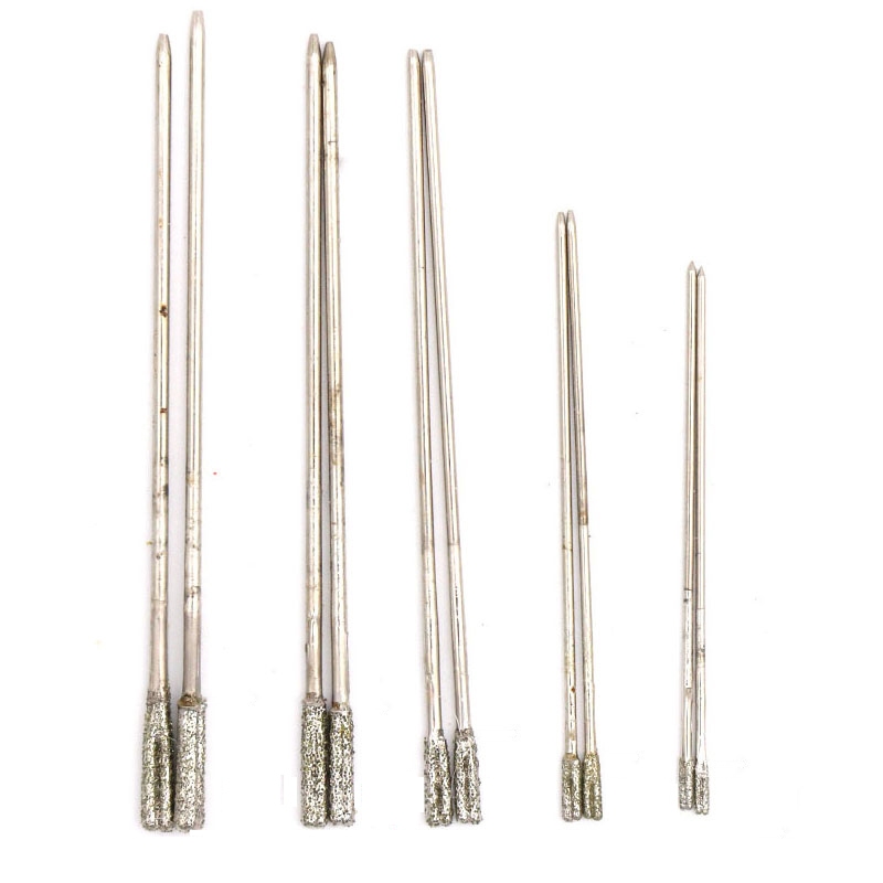 10 Chiếc Kim Cương Phủ Mũi Khoan Bộ Tipped Mũi Khoan Cho Ngọc Mã Não Đá Pha Lê Trang Sức Thủy Tinh Khoan Lỗ Bit Dia 0.8mm-2.4mm