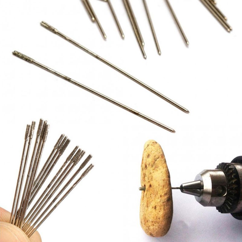 10 Chiếc Kim Cương Phủ Mũi Khoan Bộ Tipped Mũi Khoan Cho Ngọc Mã Não Đá Pha Lê Trang Sức Thủy Tinh Khoan Lỗ Bit Dia 0.8mm-2.4mm