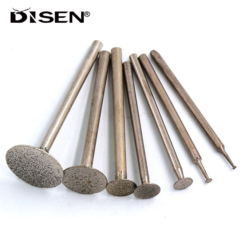 Mài Bit Phụ Kiện Siêu Mỏng T Đầu Shank Kim Cương Gắn Điểm Đá Ngọc Khắc Ba Lan Công Cụ Khắc Dia 0.5 ~ 16mm