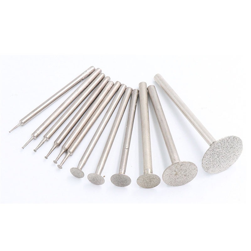 Mài Bit Phụ Kiện Siêu Mỏng T Đầu Shank Kim Cương Gắn Điểm Đá Ngọc Khắc Ba Lan Công Cụ Khắc Dia 0.5 ~ 16mm