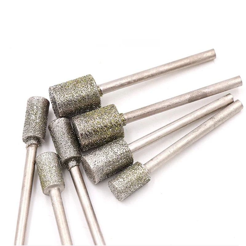 0.5-10mm Hình Trụ Kim Cương Burr Mài Bit 2,35 / 3 Shank Đá Ngọc Khắc Mài Khắc Khắc Mũi Khoan Dremel Dụng Cụ Xoay 80 Grit