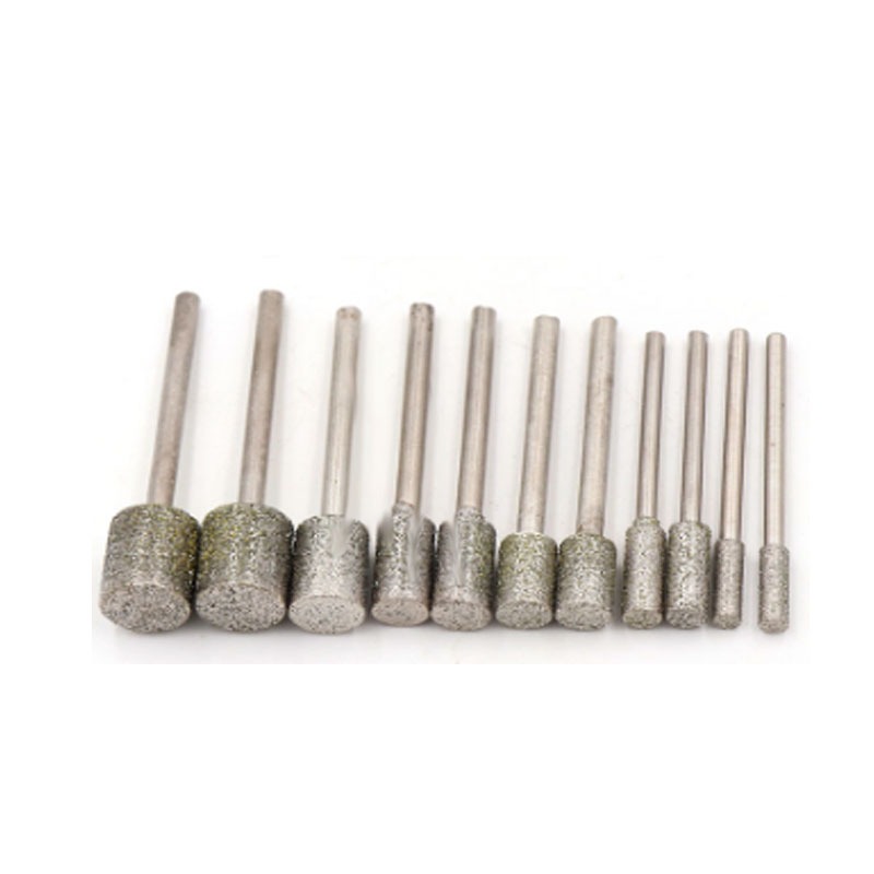 0.5-10mm Hình Trụ Kim Cương Burr Mài Bit 2,35 / 3 Shank Đá Ngọc Khắc Mài Khắc Khắc Mũi Khoan Dremel Dụng Cụ Xoay 80 Grit