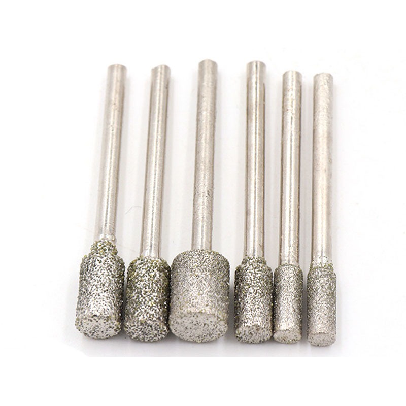 60 Grit Xi Lanh Kim Cương Đầu Mài 3-8mm Kim Mũi Mài Để Đánh Bóng Khắc / Deburring / Ngọc / Đá Mài Dụng Cụ 3 Shank
