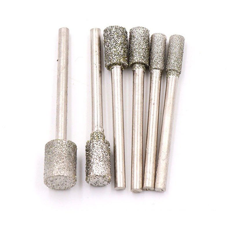 60 Grit Xi Lanh Kim Cương Đầu Mài 3-8mm Kim Mũi Mài Để Đánh Bóng Khắc / Deburring / Ngọc / Đá Mài Dụng Cụ 3 Shank