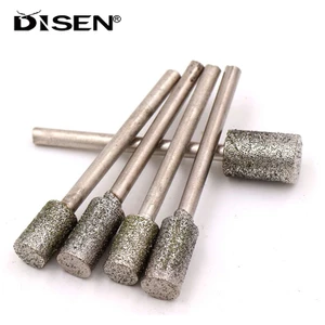 0.5-10mm Hình Trụ Kim Cương Burr Mài Bit 2,35 / 3 Shank Đá Ngọc Khắc Mài Khắc Khắc Mũi Khoan Dremel Dụng Cụ Xoay 80 Grit