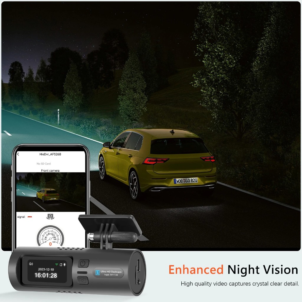 Ảnh Elkeva 1,47 inch Mini dash cam Đầu Ghi Xe Hơi HD 4K WiFi Tầm Nhìn Ban Đêm Gương Chiếu Hậu Ô Tô Góc Rộng 150 Độ Ống Kính Kép Camera Chiếu Hậu 4