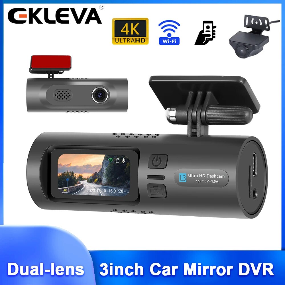 Ảnh Elkeva 1,47 inch Mini dash cam Đầu Ghi Xe Hơi HD 4K WiFi Tầm Nhìn Ban Đêm Gương Chiếu Hậu Ô Tô Góc Rộng 150 Độ Ống Kính Kép Camera Chiếu Hậu 1