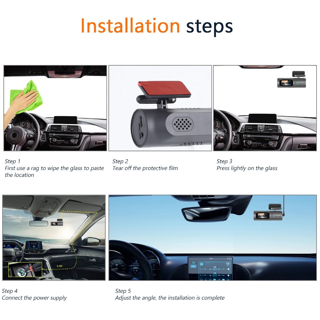 Ảnh Elkeva 1,47 inch Mini dash cam Đầu Ghi Xe Hơi HD 4K WiFi Tầm Nhìn Ban Đêm Gương Chiếu Hậu Ô Tô Góc Rộng 150 Độ Ống Kính Kép Camera Chiếu Hậu 3