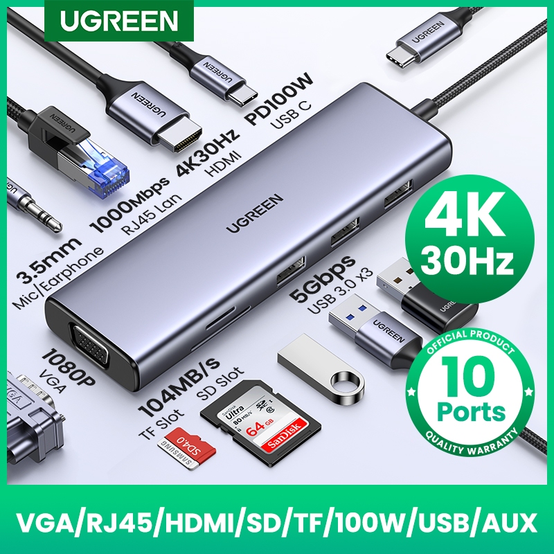 Ugreen USB HUB 4K Bộ chuyển đổi HDMI USB C sang RJ45 USB PD