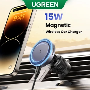 Sạc xe hơi không dây từ tính UGREEN 15W cho dòng iPhone 12-15, có đèn báo màu xanh, hỗ trợ 360° Xoay và từ tính mạnh mẽ, ổn định và bền bỉ