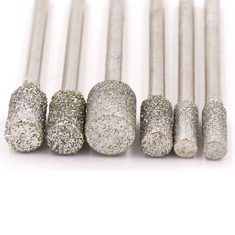 60 Grit Xi Lanh Kim Cương Đầu Mài 3-8mm Kim Mũi Mài Để Đánh Bóng Khắc / Deburring / Ngọc / Đá Mài Dụng Cụ 3 Shank