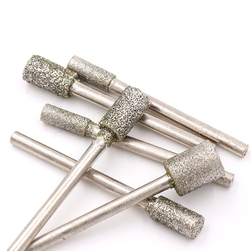 60 Grit Xi Lanh Kim Cương Đầu Mài 3-8mm Kim Mũi Mài Để Đánh Bóng Khắc / Deburring / Ngọc / Đá Mài Dụng Cụ 3 Shank