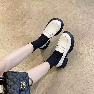 Giày đế dày cỡ nhỏ phong cách Anh Quốc giày da nhỏ, mùa xuân hè mới đế phẳng JK đồng phục giày đơn đại học giày lười cho giày nữ