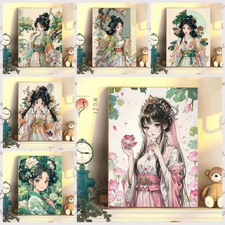 MOZI✨30 * 40cm / 40 * 50cm tranh tô màu theo số tranh số hóa tranh sơn dầu số hoá sơn acrylic  Tranh tô số hoá Hoa Cô Gái Tự Làm Kỹ Thuật Số Tranh Sơn Dầu Vẽ Tay Làm Đầy Tranh Sơn Màu Tranh Sơn Dầu Phong Cách Chữa Bệnh Tranh Trang Trí Nhà Cửa