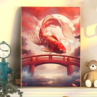 MOZI✨30 * 40cm / 40 * 50cm tranh tô màu theo số tranh sơn dầu số hoá tranh số hóa sơn acrylic  Chúc may mắn Koi tự làm Tranh sơn dầu kỹ thuật số Vẽ tay Tranh tô màu Tranh làm đầy Tranh kỹ thuật số Phòng khách cao cấp Trang trí nhà cửa