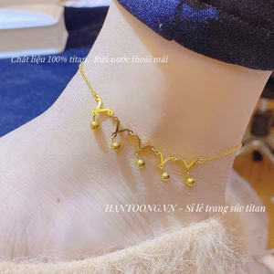 Lắc chân titan cao cấp mạ vàng 24k không gỉ thiết kế hình vương miện nhỏ dễ thương phong cách trẻ trung dành cho nữ