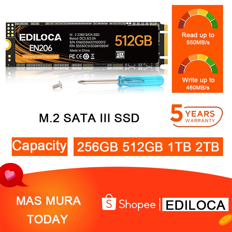 内蔵型SSD EDILOCA EN206 2TB M.2 2280 SATA SSD Ediloca EN206 M.2 SATA III SSD
