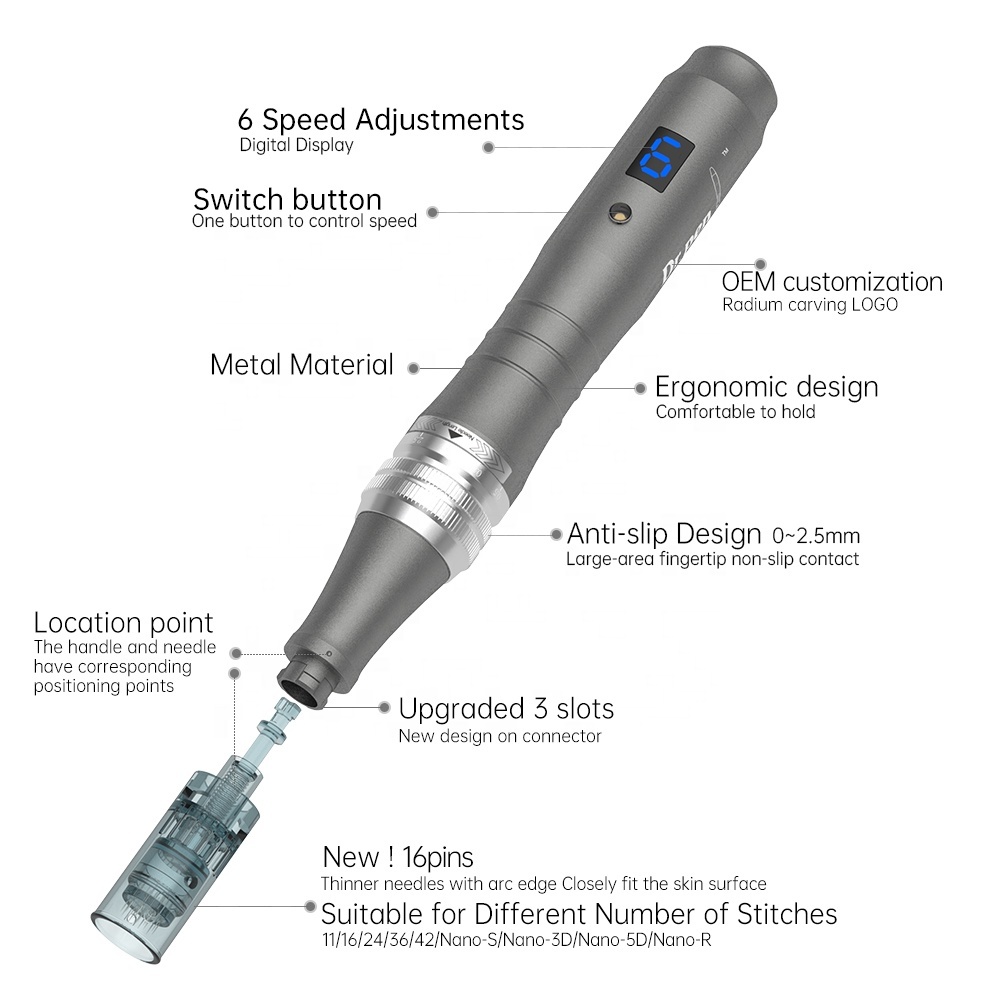 Bút Derma không dây M8 Dr Pen với 5 Hộp kim Microneedling Stretch Mark Remover Dermapen | BigBuy360 - bigbuy360.vn