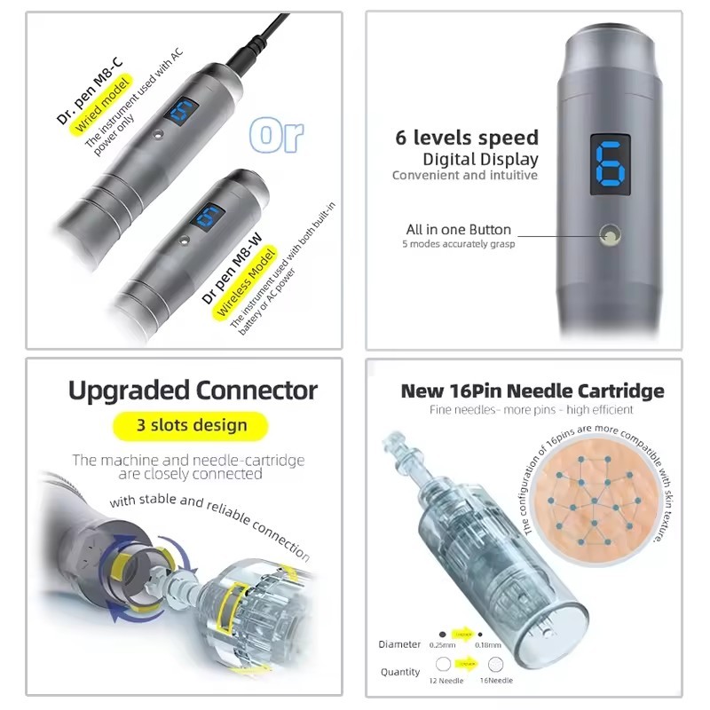 Bút Derma không dây M8 Dr Pen với 5 Hộp kim Microneedling Stretch Mark Remover Dermapen | BigBuy360 - bigbuy360.vn