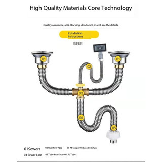 Bộ Dụng Cụ Thông Cống Hai Đầu Bằng Thép Không Gỉ 304 Cho Bồn Rửa Nhà Bếp