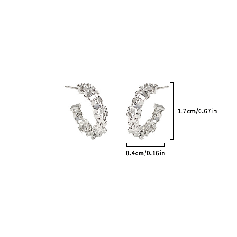 S925 Bạc Kim Ánh Sáng Sang Trọng Và Nhỏ Đám Đông Hình Chữ C Bông Tai Nữ Tính Khí Đa Năng Siêu Lấp Lánh Bông Tai