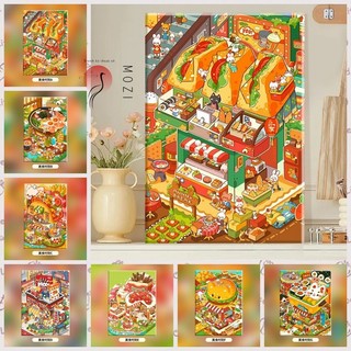 MOZI✨30 * 40cm / 40 * 50cm tranh tô màu theo số tranh số hóa tranh sơn dầu số hoá |Tự Làm Tự Làm Kỹ Thuật Số Tranh Sơn Dầu Acrylic Tranh Làm Đầy Tranh Vẽ Tay Tranh Vẽ Tay Mùa Xuân Chữa Bệnh Giải Nén Sơn Dầu Màu Tranh Trang Trí
