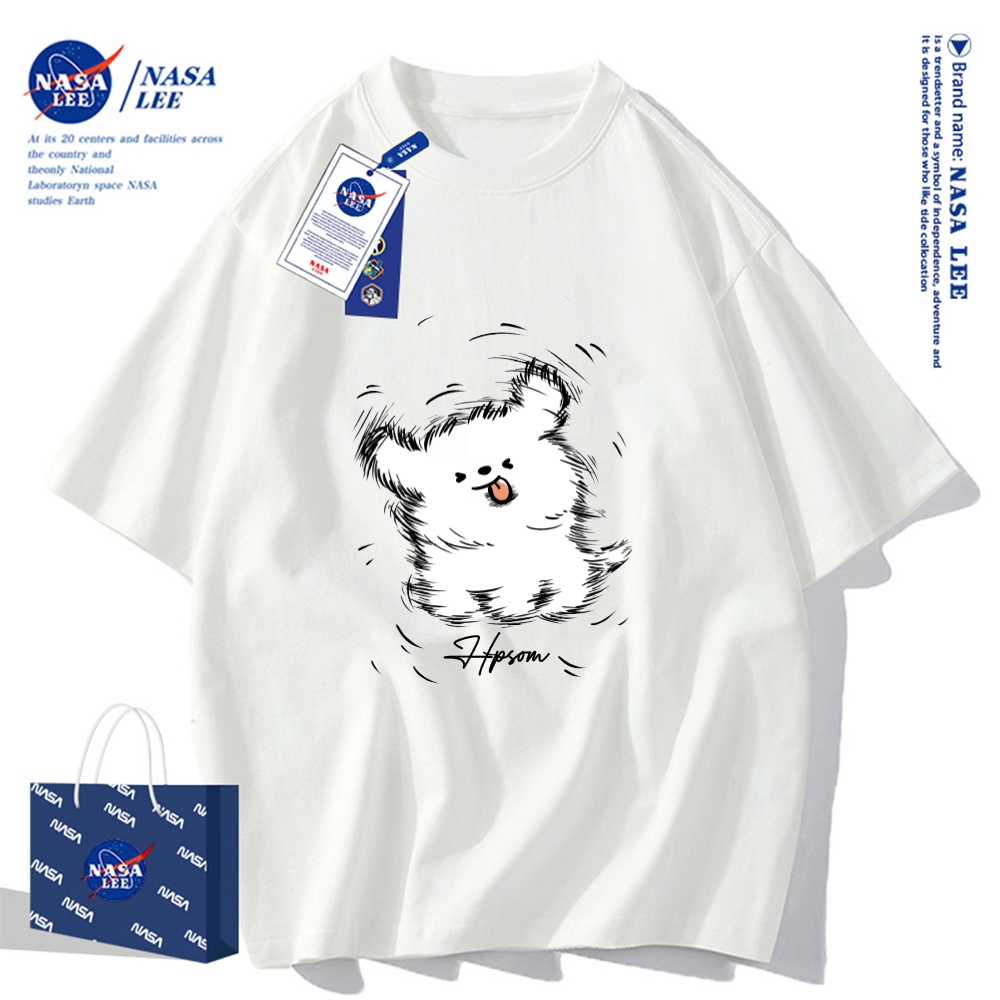 Nasa Đồng Thương Hiệu Cotton Nguyên Chất Áo Thun Nữ Tay Ngắn Unisex Xu Hướng Mùa Hè 2024 Phong Cách Mới Rời Cặp Đôi Áo Thun Nửa Tay