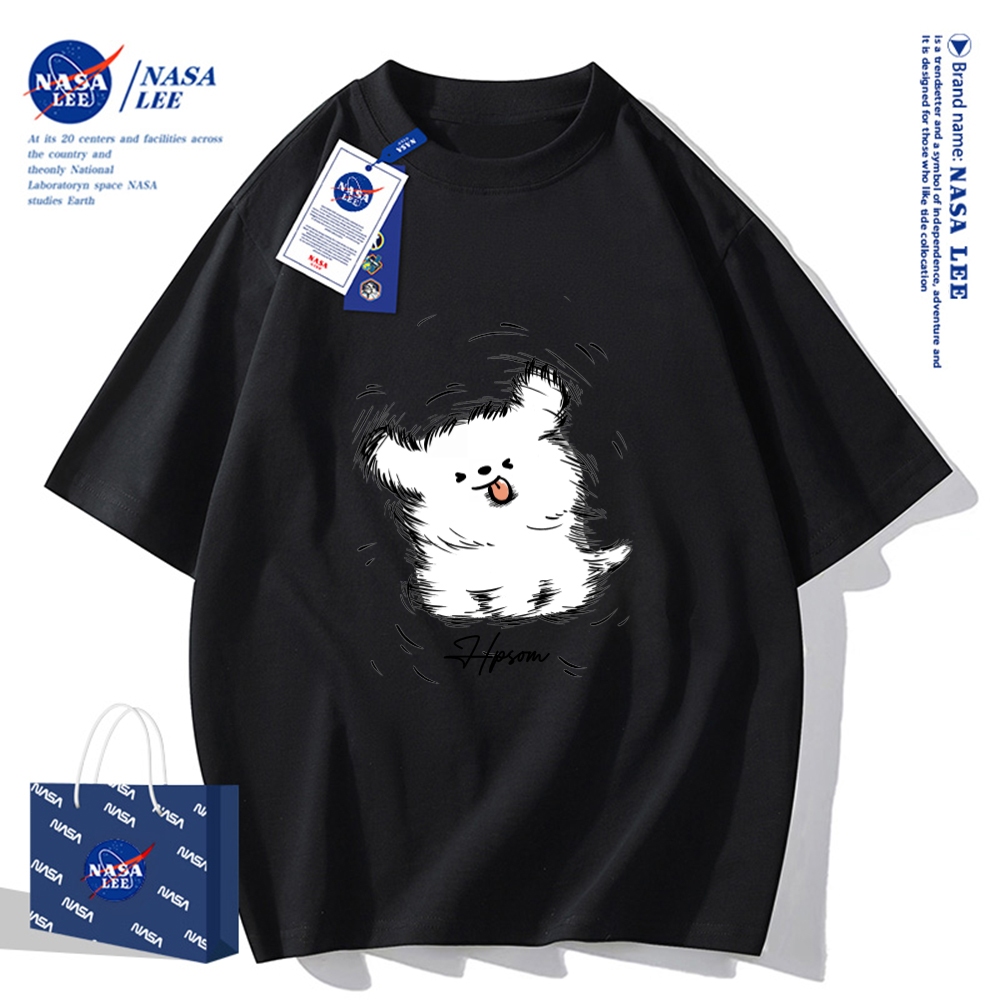 Nasa Đồng Thương Hiệu Cotton Nguyên Chất Áo Thun Nữ Tay Ngắn Unisex Xu Hướng Mùa Hè 2024 Phong Cách Mới Rời Cặp Đôi Áo Thun Nửa Tay