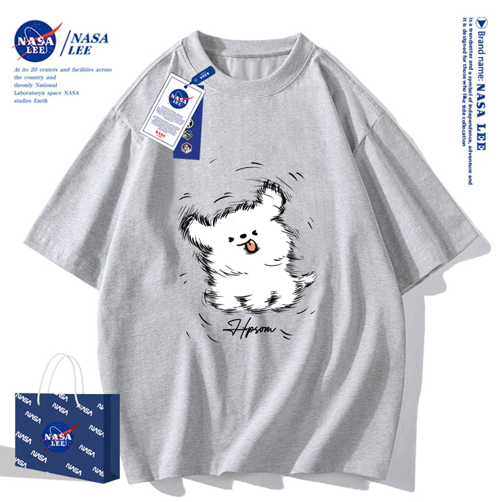 Nasa Đồng Thương Hiệu Cotton Nguyên Chất Áo Thun Nữ Tay Ngắn Unisex Xu Hướng Mùa Hè 2024 Phong Cách Mới Rời Cặp Đôi Áo Thun Nửa Tay