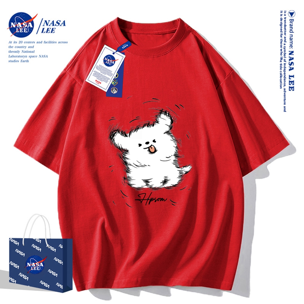 Nasa Đồng Thương Hiệu Cotton Nguyên Chất Áo Thun Nữ Tay Ngắn Unisex Xu Hướng Mùa Hè 2024 Phong Cách Mới Rời Cặp Đôi Áo Thun Nửa Tay