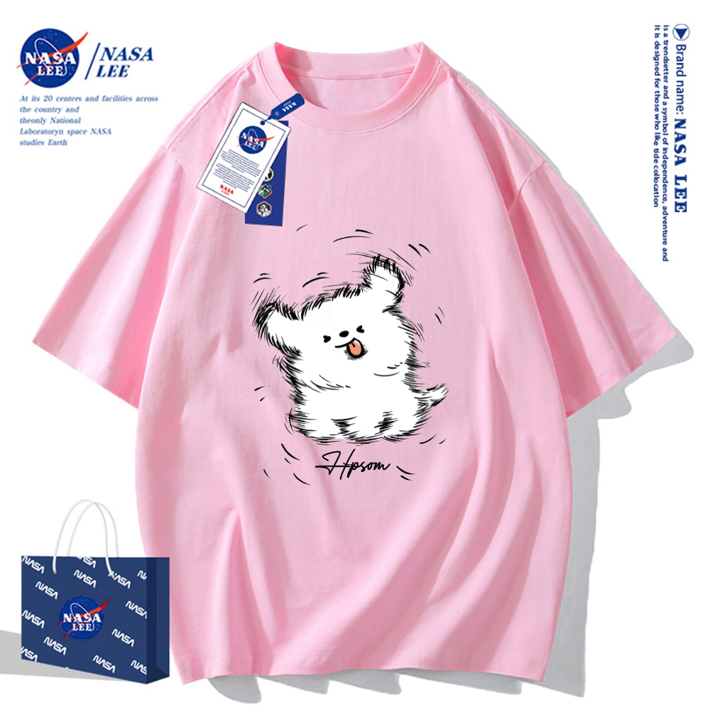 Nasa Đồng Thương Hiệu Cotton Nguyên Chất Áo Thun Nữ Tay Ngắn Unisex Xu Hướng Mùa Hè 2024 Phong Cách Mới Rời Cặp Đôi Áo Thun Nửa Tay