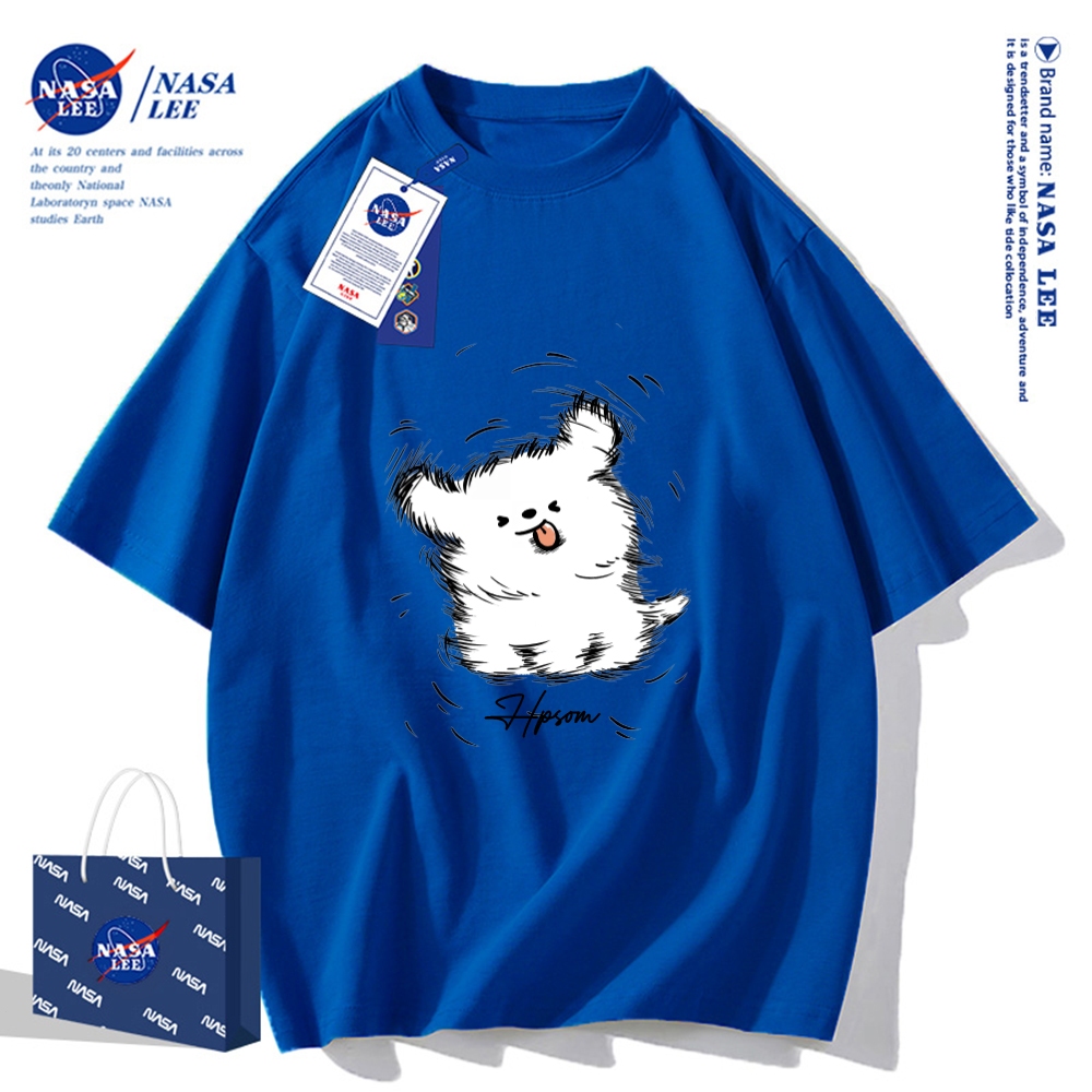 Nasa Đồng Thương Hiệu Cotton Nguyên Chất Áo Thun Nữ Tay Ngắn Unisex Xu Hướng Mùa Hè 2024 Phong Cách Mới Rời Cặp Đôi Áo Thun Nửa Tay