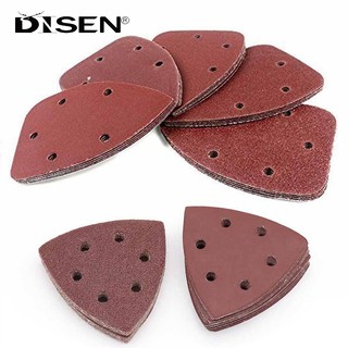 10 Chiếc 5 / 6 Lỗ Giấy Nhám Tự Dính Tam Giác Sander Giấy Cát Móc Vòng Giấy Nhám Đĩa Dụng Cụ Mài Mòn Để Đánh Bóng Grit 40-400