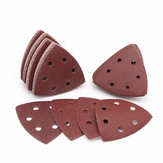 10 Chiếc 5 / 6 Lỗ Giấy Nhám Tự Dính Tam Giác Sander Giấy Cát Móc Vòng Giấy Nhám Đĩa Dụng Cụ Mài Mòn Để Đánh Bóng Grit 40-400