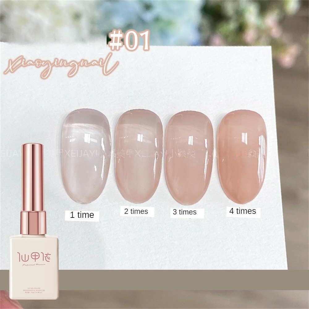 Ảnh Xianjiayi 15ml sơn móng tay Thạch Trong suốt Màu trần Dầu móng tay Gel 2024 Mới Trong suốt Phổ biến 16 màu Tự chế Trà đá 2