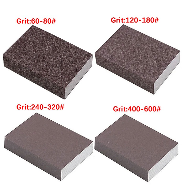 Xốp Chà Nhám Khối Grit 60-80 / 120-180 / 240-320 / 400-600 Xốp Mài Tường Khối Cát Giấy Nhám Mô Hình Sơn Gạch Cát Đánh Bóng