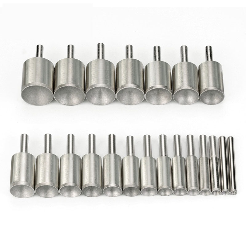 1 miếng 3-25mm Đầu mài hạt kim cương Ngọc hổ phách Bánh xe đánh bóng hình quả bóng lõm Đánh bóng Dụng cụ mài mòn 120 / 500 Grit