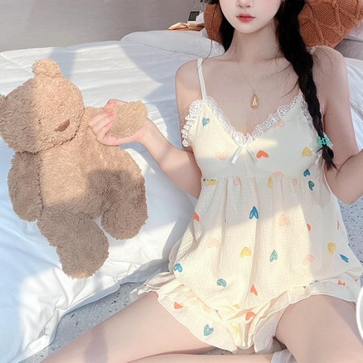 Bộ đồ ngủ cotton đôi với in hoạt hình cho phụ nữ [Lff0819]