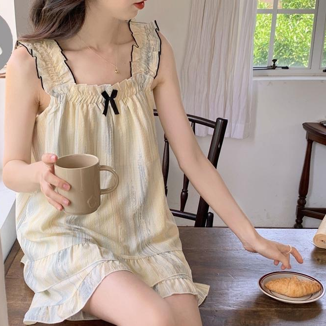 Bộ đồ ngủ cotton đôi với in hoạt hình cho phụ nữ [Lff0819]